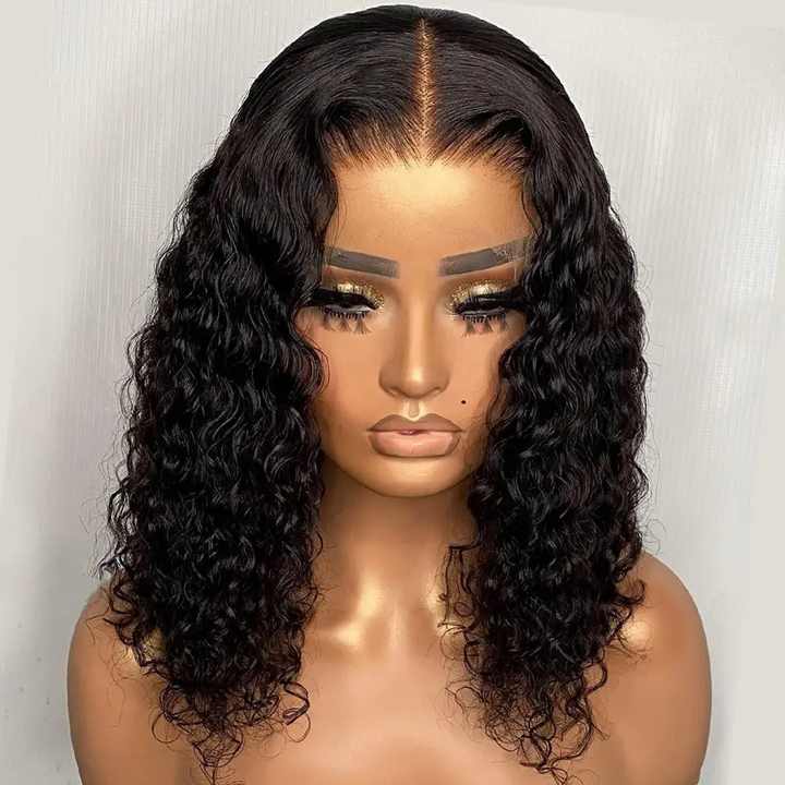 Remy 100% Real Wig, Short Water Bob Wig Brazilian Natural Wave