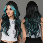 Wigs Highlighted Synthetic Hair Skunk Striped Long Wavy Wig Heat Resistant Fiber Wholesale Halloween Role Play Wigs