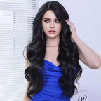 Natural Black Synthetic Lace Front Wig Hair Body Wave Dark Brown