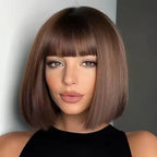 2025 new burst fashion wig female gradient gray straight hair high temperature