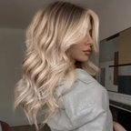 Brown Root Gold Highlighted Lace Front Wig, Brown Wigs