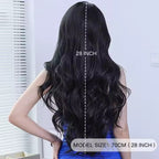 Natural Black Synthetic Lace Front Wig Hair Body Wave Dark Brown