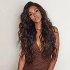 Heat Resistant Synthetic Wig Black Lace Wavy Women's