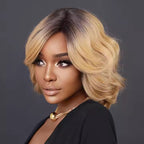 Blonde Lace Front Wig Bob Short Loose Wave HD Sheer Lace