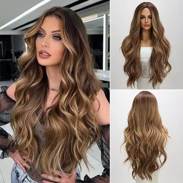 Fashion Wigs Synthetic Wigs Future Fiber Brown Highlights Dye Gradient