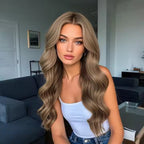 Popular Fashion Hair Synthetic Wig Europe and America Beige Large Wave High Temperature Silk Wig for Black Women