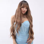 Fashion Wigs Brown Gradient Wavy Curly Hair Synthetic Women White Women Wigs