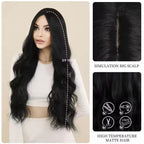 Black Lace Front Wig Black Wave Wigs Women's Middle Part Curly Wave