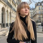 2025 Popular Fashion Wigs African Wigs Full Bangs Brown Long Straight High Temperature Silk Synthetic