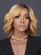 Blonde Lace Front Wig Bob Short Loose Wave HD Sheer Lace