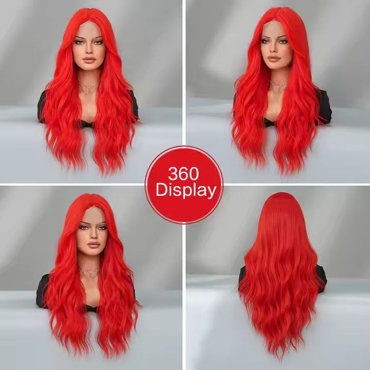 Red Wig Lace Front Wigs Women Body Wave Pre Pulled Baby Hair Synthetic