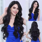 Natural Black Synthetic Lace Front Wig Hair Body Wave Dark Brown